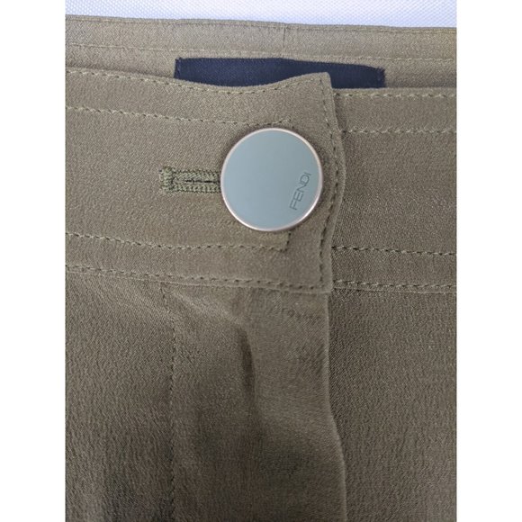 Fendi Silk Skinny Leg Slacks EU 42 US 6 Olive Green Italy - Picture 5 of 9